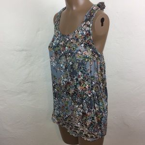 🧞‍♀️ JANET PARIS Floral RACER Back RAYON TANK Top